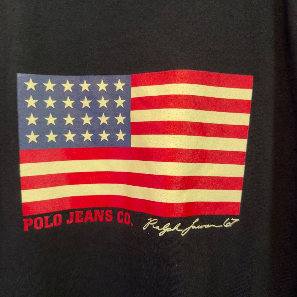 Vintage Polo Jeans Co Ralph Lauren USA Flag RL 67 Graphic T Shirt Men XL Y2K - Picture 3 of 7